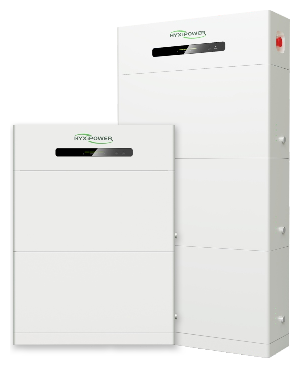 HYXiPOWER HYX-E-H high-voltage battery family, shown in two cabinet heights